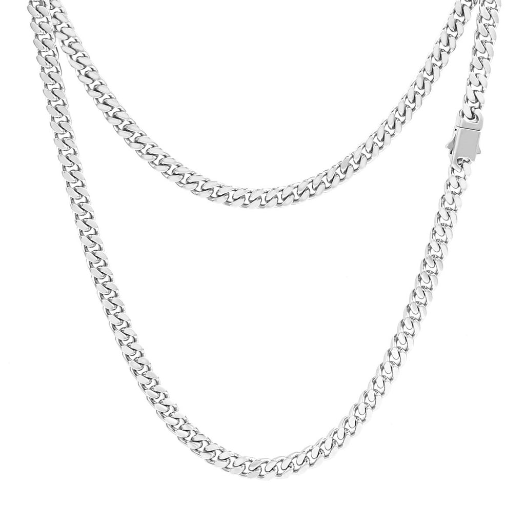 Audara – European and American Hip-Hop Style Stainless Steel Miami Cuban Chain Necklace/Bracelet | Unisex, Water-Resistant, Fade-Resistant Chunky Chain | Available in Multiple Widths and Lengths (5mm/7mm/9mm)