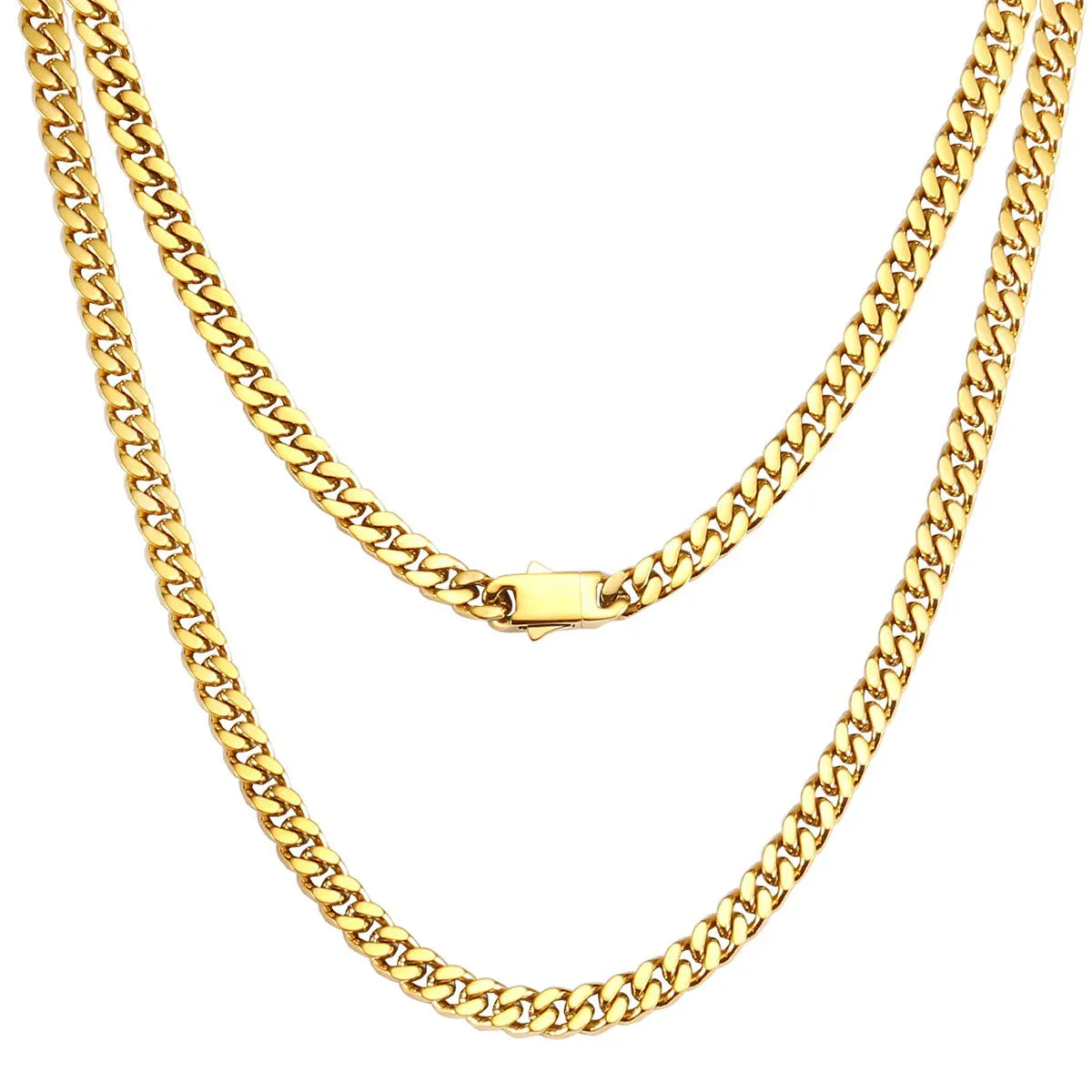 Audara – European and American Hip-Hop Style Stainless Steel Miami Cuban Chain Necklace/Bracelet | Unisex, Water-Resistant, Fade-Resistant Chunky Chain | Available in Multiple Widths and Lengths (5mm/7mm/9mm) Gold-5mm