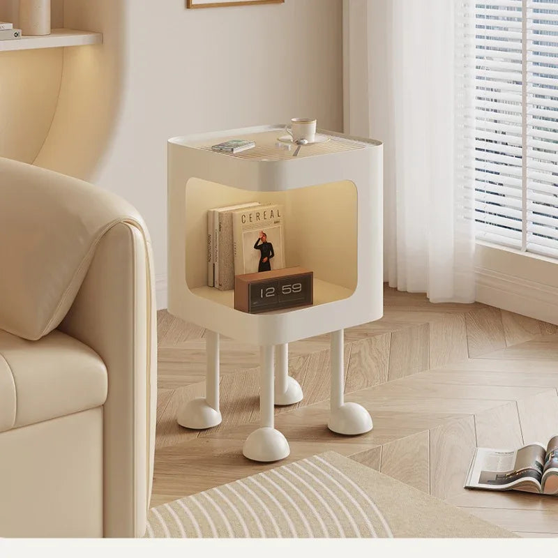 Audara Smart Motion-Activated Lamp Cream-Coloured Bedside Table | Contemporary Luxury Bedside Table | Small Bedroom Side Table (Available in 30/35/40cm)