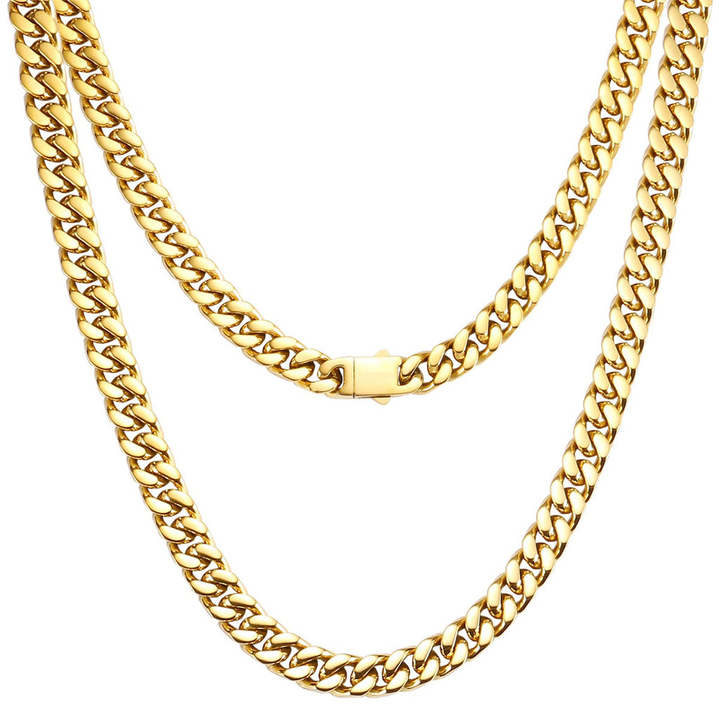 Audara – European and American Hip-Hop Style Stainless Steel Miami Cuban Chain Necklace/Bracelet | Unisex, Water-Resistant, Fade-Resistant Chunky Chain | Available in Multiple Widths and Lengths (5mm/7mm/9mm)