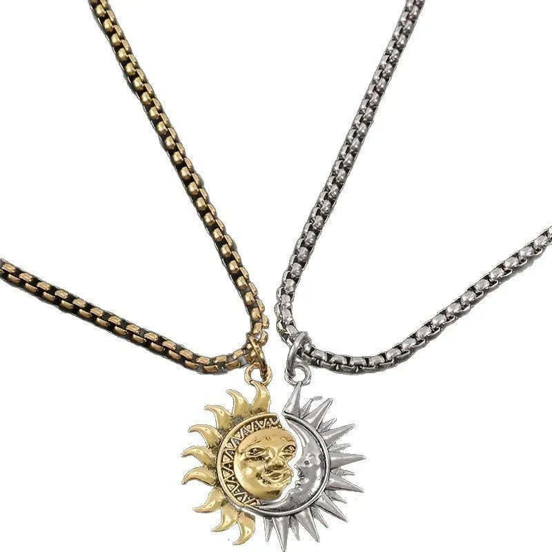 Audara Sun and Moon Couple’s Necklace Set | Premium-quality asymmetrical titanium steel choker | Unisex token of love