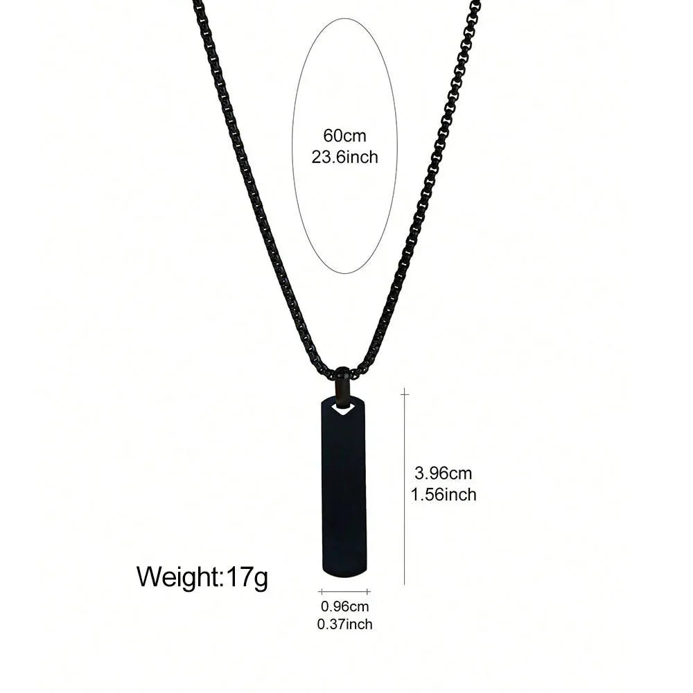 Audara Minimalist Polished Titanium Steel Necklace | 316L Stainless Steel Geometric Pendant | Custom Engraving Available | Unisex Fashion Collar Bone Chain (Steel/Black/Gold)