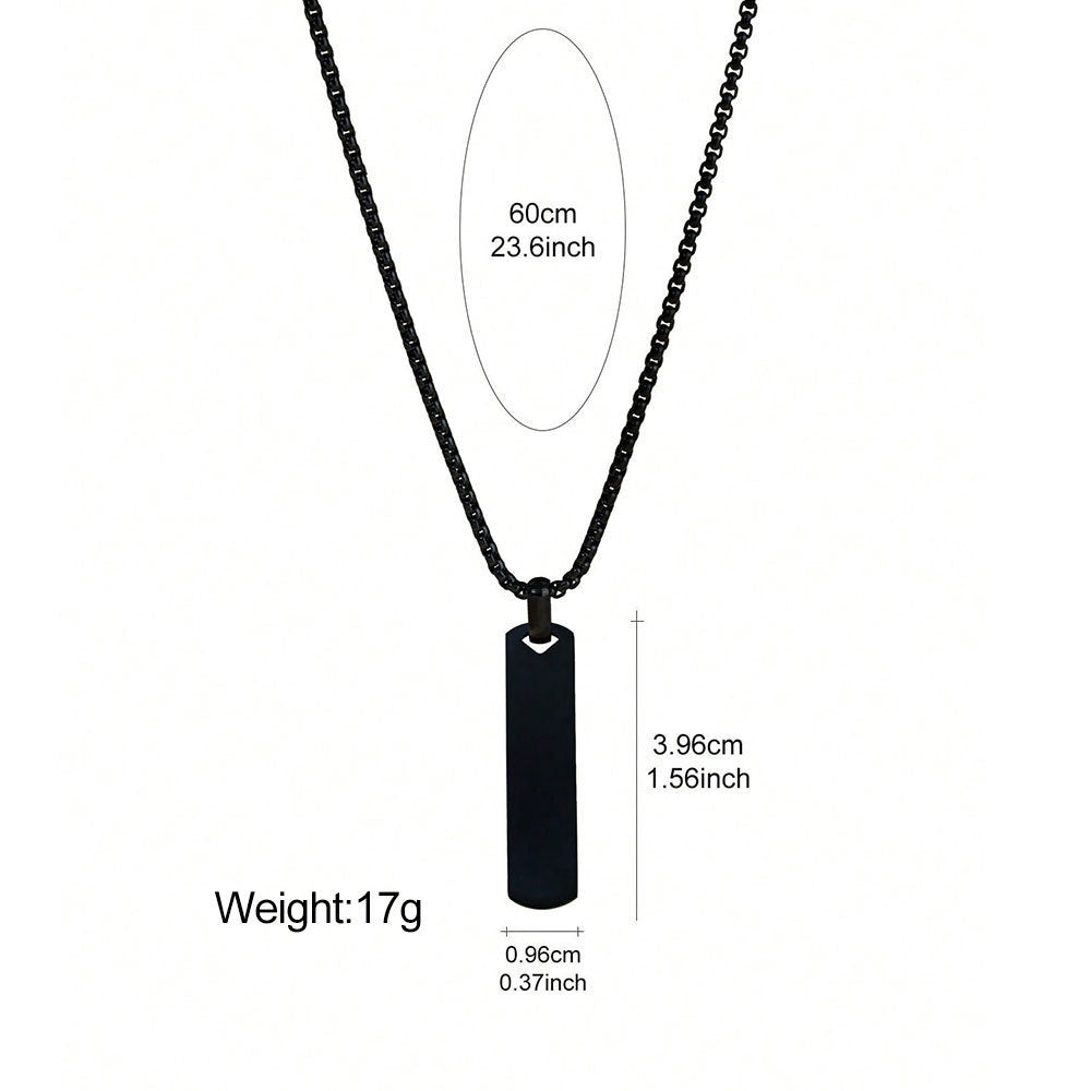 Audara Minimalist Polished Titanium Steel Necklace | 316L Stainless Steel Geometric Pendant | Custom Engraving Available | Unisex Fashion Collar Bone Chain (Steel/Black/Gold)