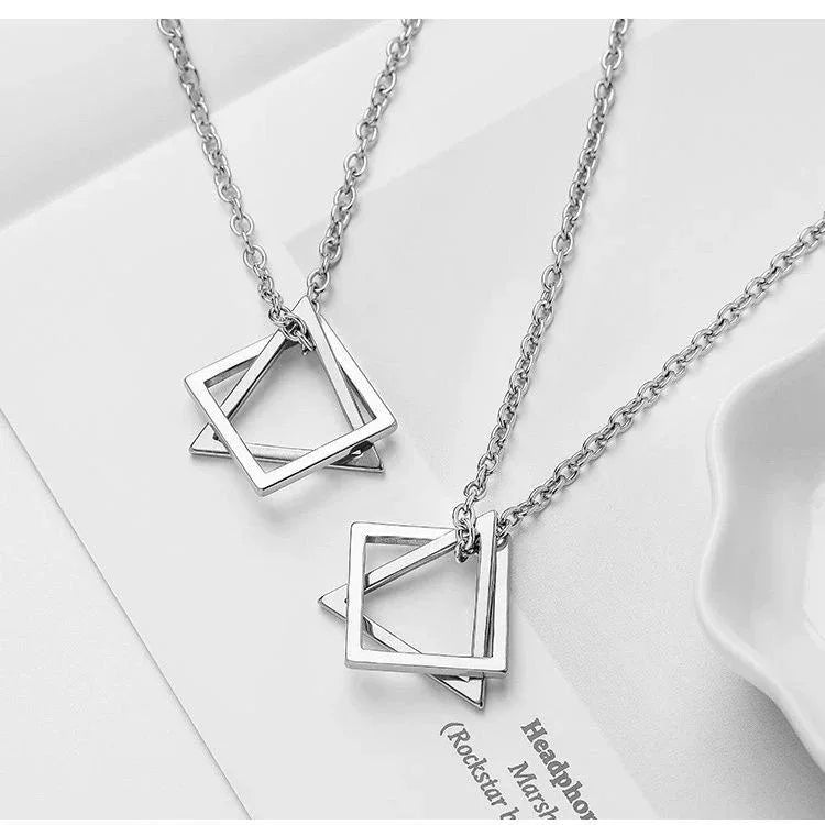Audara Geometric Titanium Steel Necklace – Minimalist Triangle & Square Pendant Chain for Men & Women | Hypoallergenic Sweater Chain | Trendy Unisex Jewelry Gift Product Description